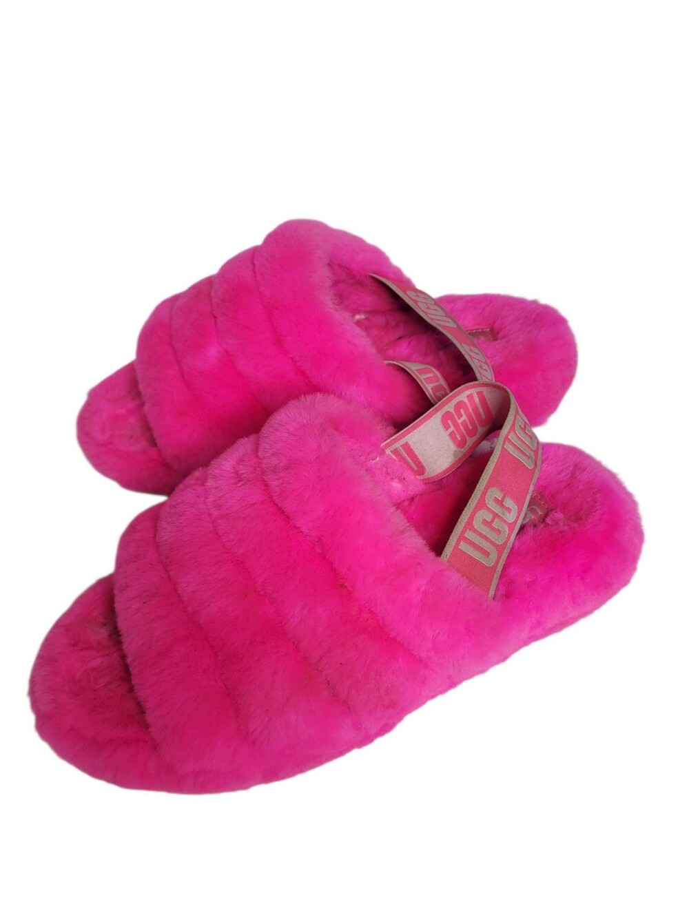 UGG FLUFF YEAH SLIDE ROCK ROSE MOCASSIN SLIP ON SANDAL US 10